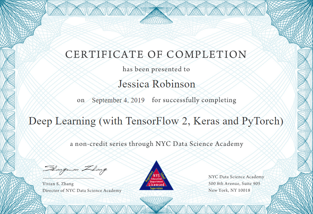 DP Deep Learning certificate